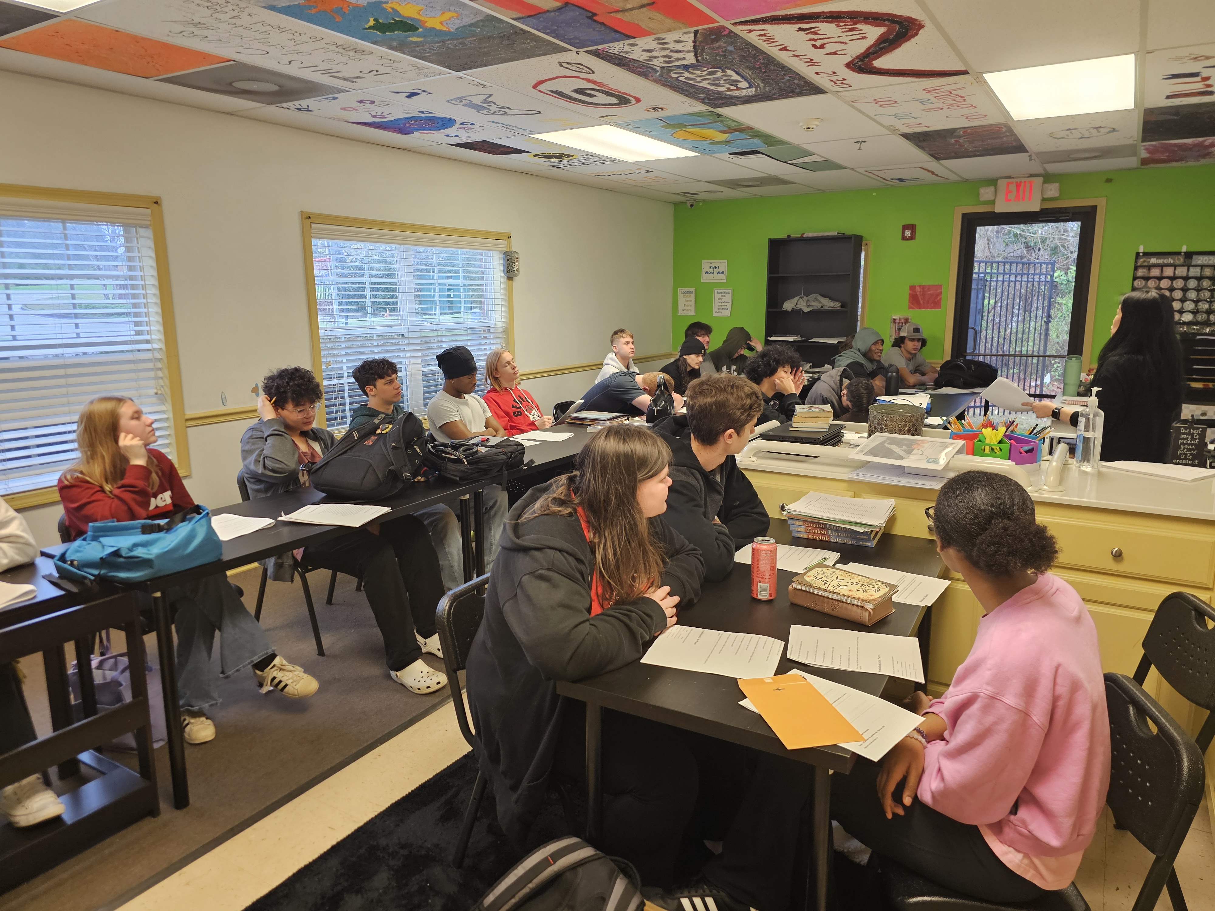 High school students in discussion during class at BCA