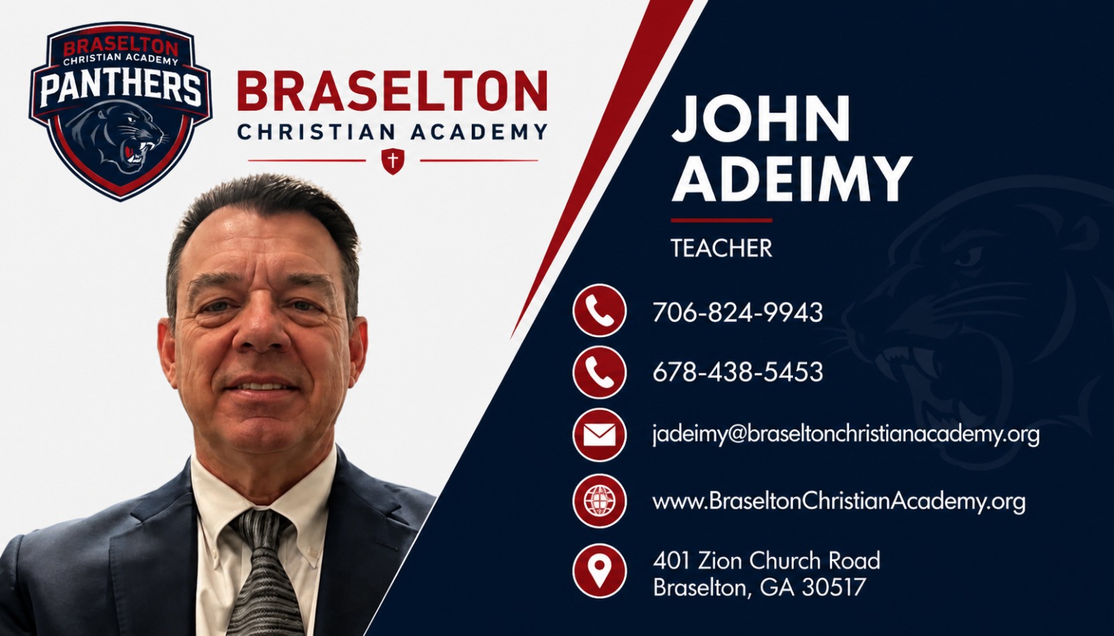 John Adeimy — Teacher, Braselton Christian Academy